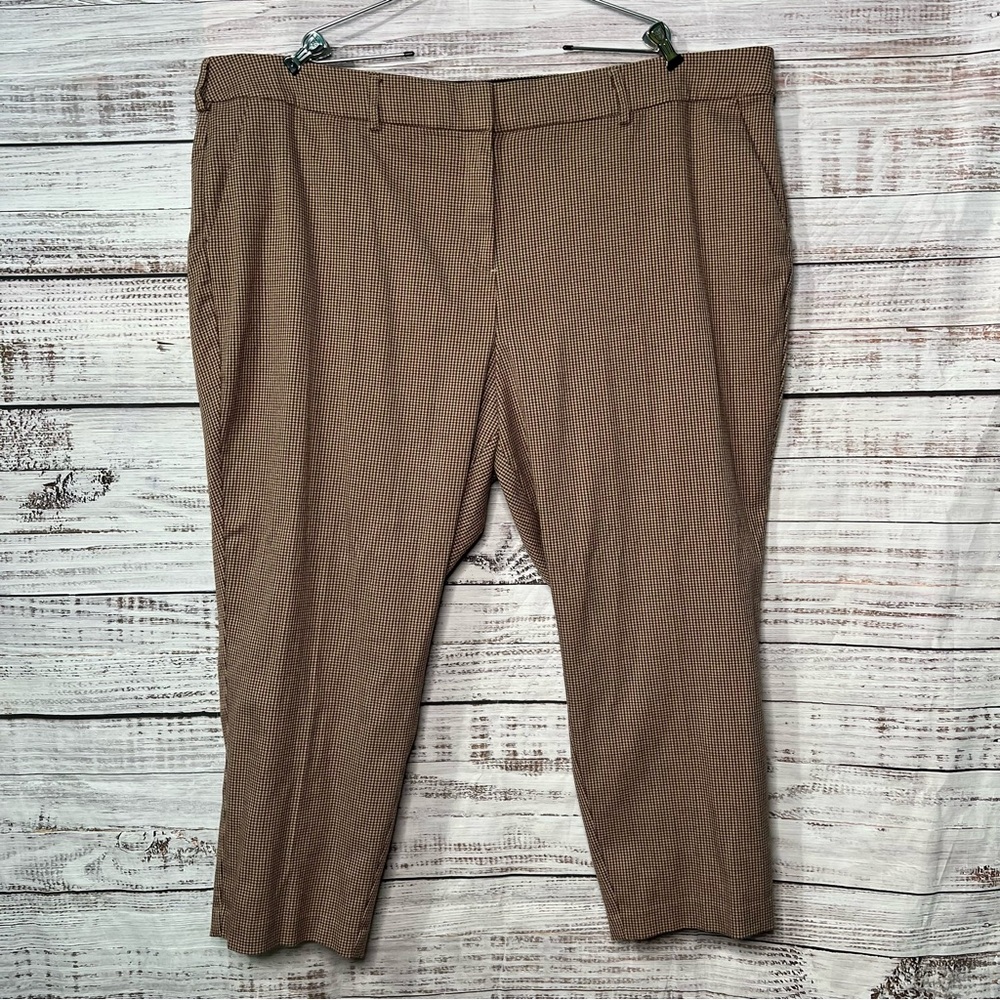Lane‎ Bryant Size 26 Houndstooth Pants Straight Leg Brown Black Casual Academia